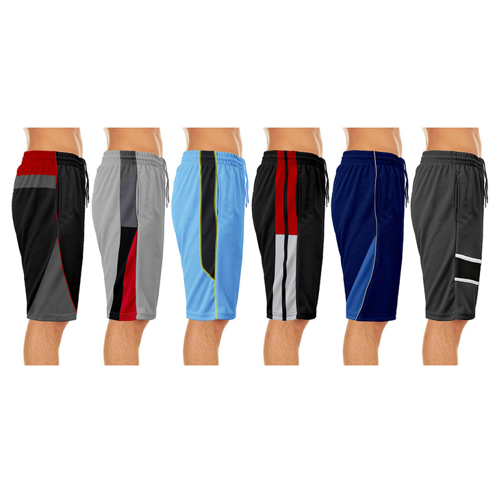 5-Pack: Mens Active Summer Athletic Mesh Moisture-Wicking Performance Shorts Image 8