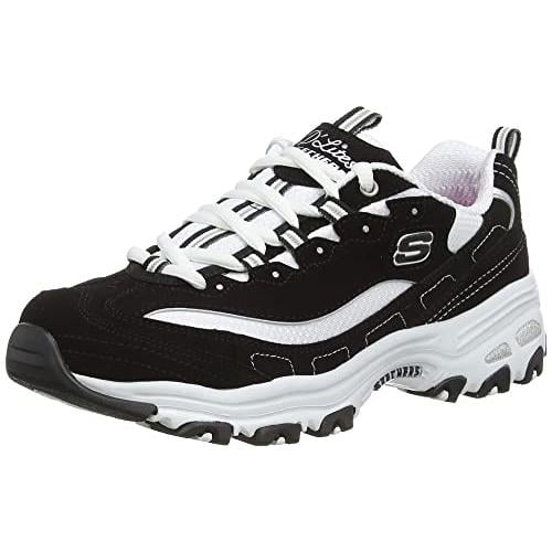 Skechers Womens DLites Memory Foam Lace-up Sneaker 8.5 BLACK/WHITE Image 1