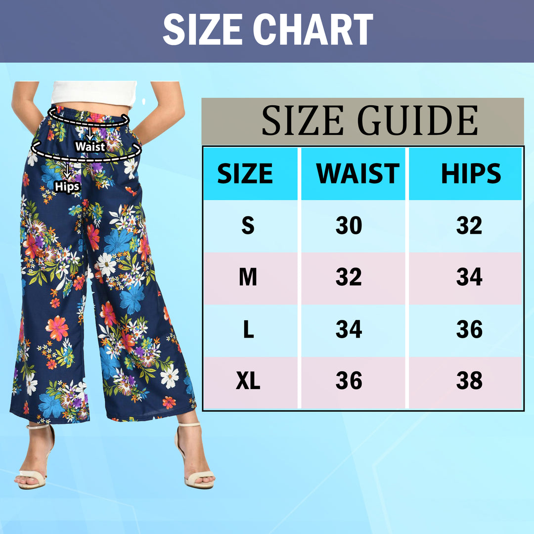 2-Pack: Ladies Soft Cotton Blended Loose Fit Wide Leg Comfort Printed Pants Image 11