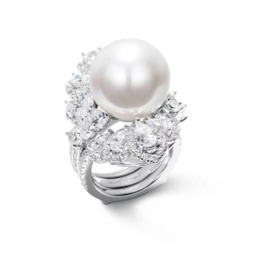 A two wearing Beimu Pearl Ring Heavy Industry Luxury Index Finger Ring Exaggerated Living Ring for Women Image 1
