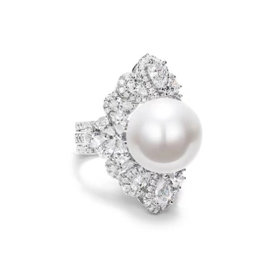 A two wearing Beimu Pearl Ring Heavy Industry Luxury Index Finger Ring Exaggerated Living Ring for Women Image 4