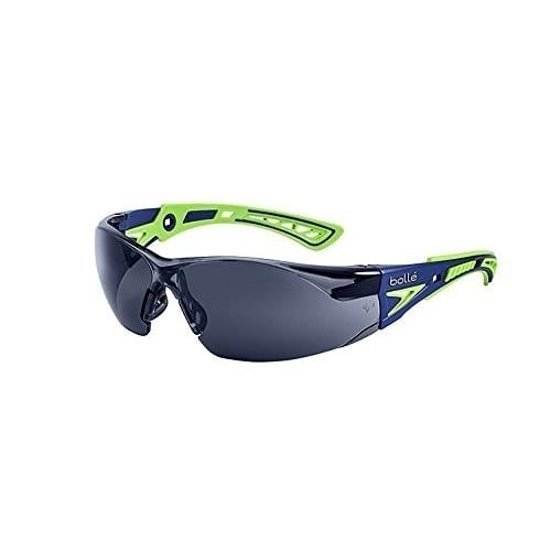 Bolle Safety Rush+ Safety Glasses Blue Green Frame Smoke Lens Universal Fit Image 1