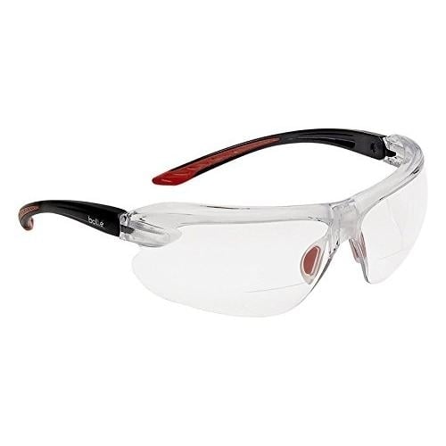 Bolle Safety Iri-S Safety Glasses with 2.50 DiopterBlack and Red FrameClear Lenses Image 1