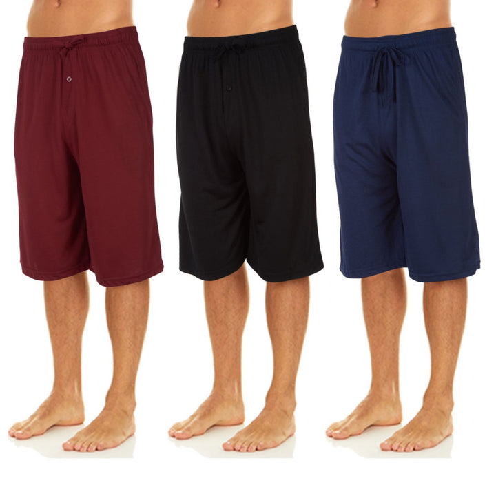 DARESAY Men's Lounge Pants- Soft Cotton Jersey Knit Lounge Bottoms, Mens Pajama Pants With 2 Deep Side Pockets, 3-Pack Image 1