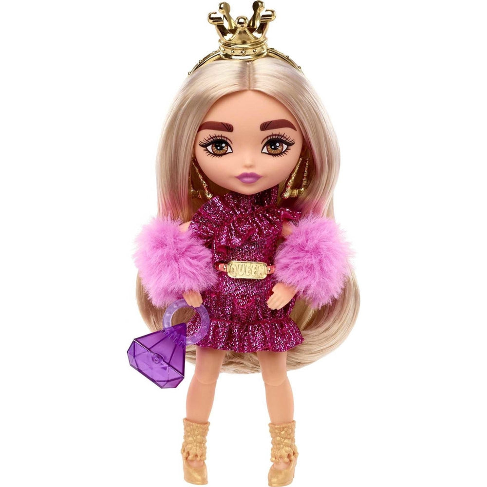 Barbie Extra Minis Doll with Blonde Hair in Shimmery Dress and Furry Shrug with Accessories Image 2