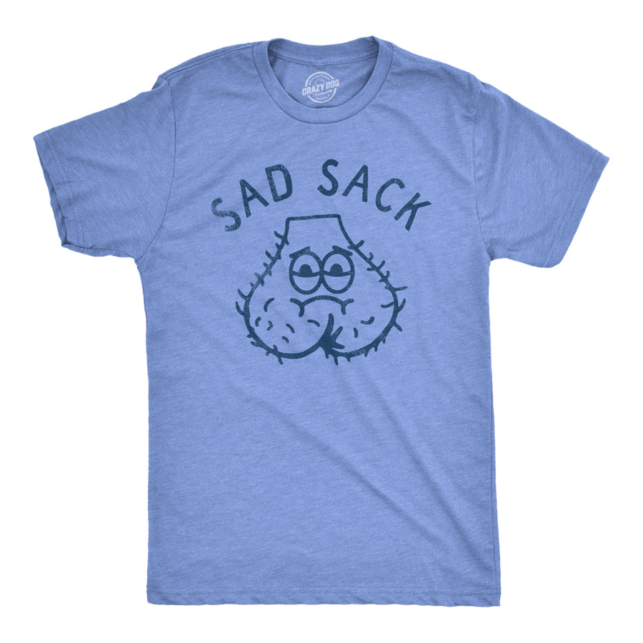 Mens Sad Sack T Shirt Funny Depressed Hairy Balls Adult Joke Tee For Guys Image 1