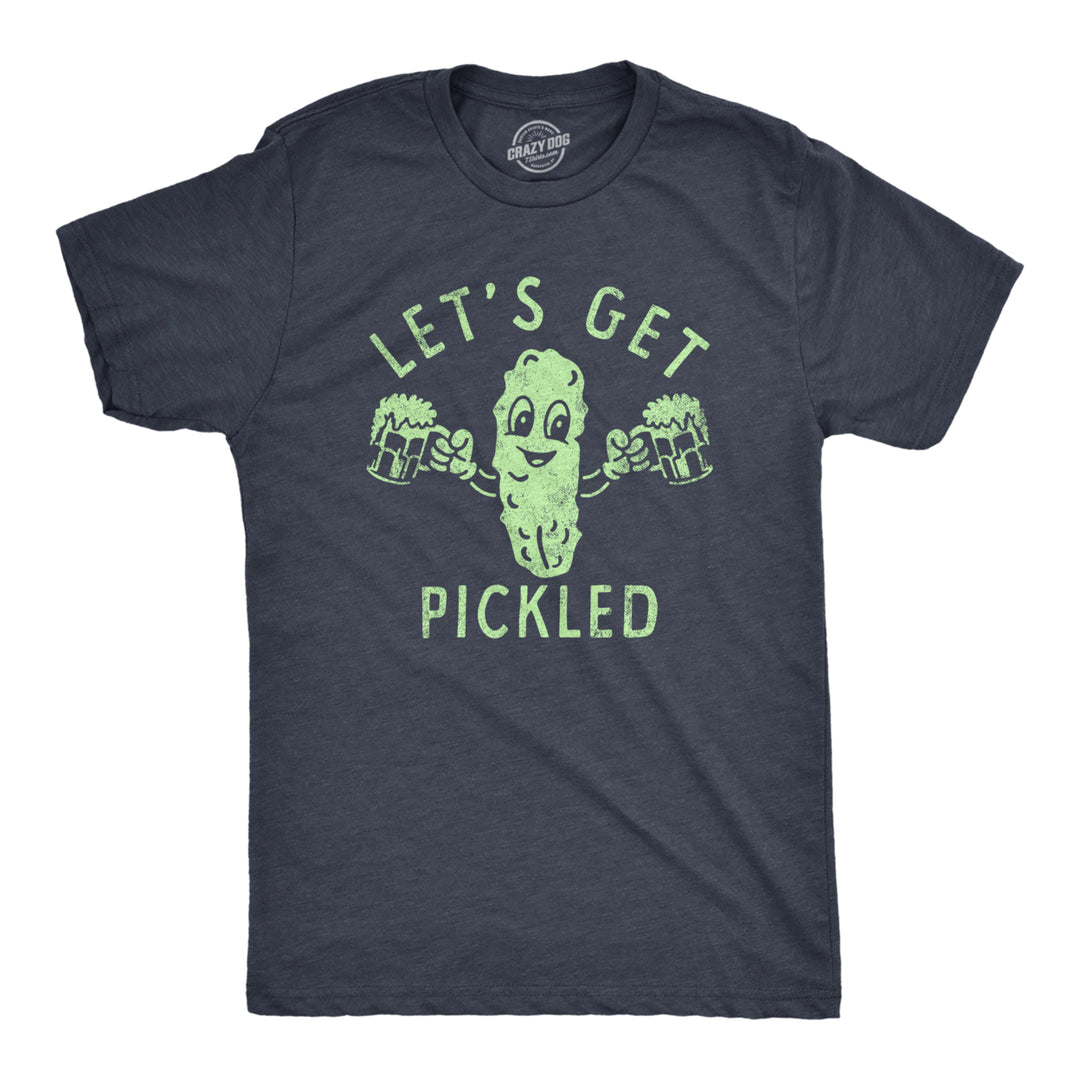 Mens Lets Get Pickled T Shirt Funny Beer Drinking Partying Pickle Lovers Tee For Guys Image 1