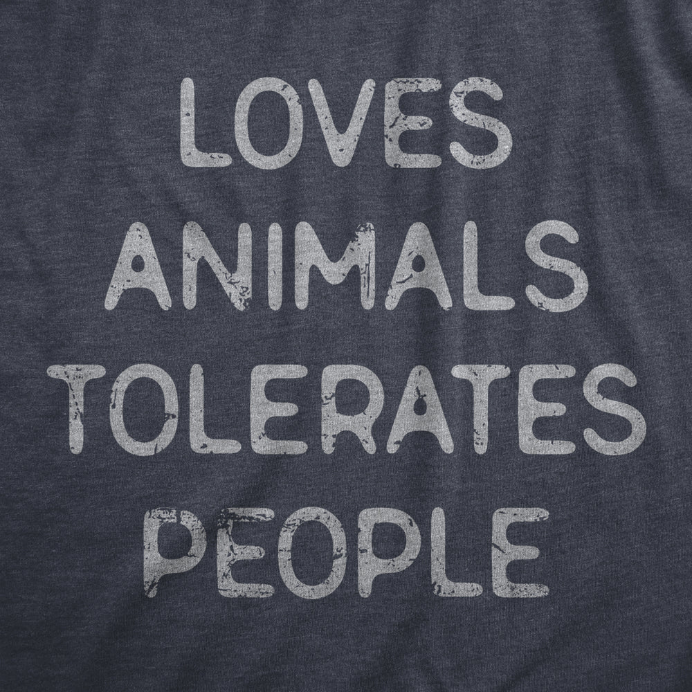 Womens Loves Animals Tolerates People T Shirt Funny Introverted Pet Lover Tee For Ladies Image 2