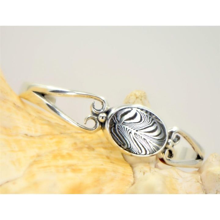 Meteorite Bracelet I Beautiful Damascus Steel Bracelet - TOP METEORITE Jewelry Image 1