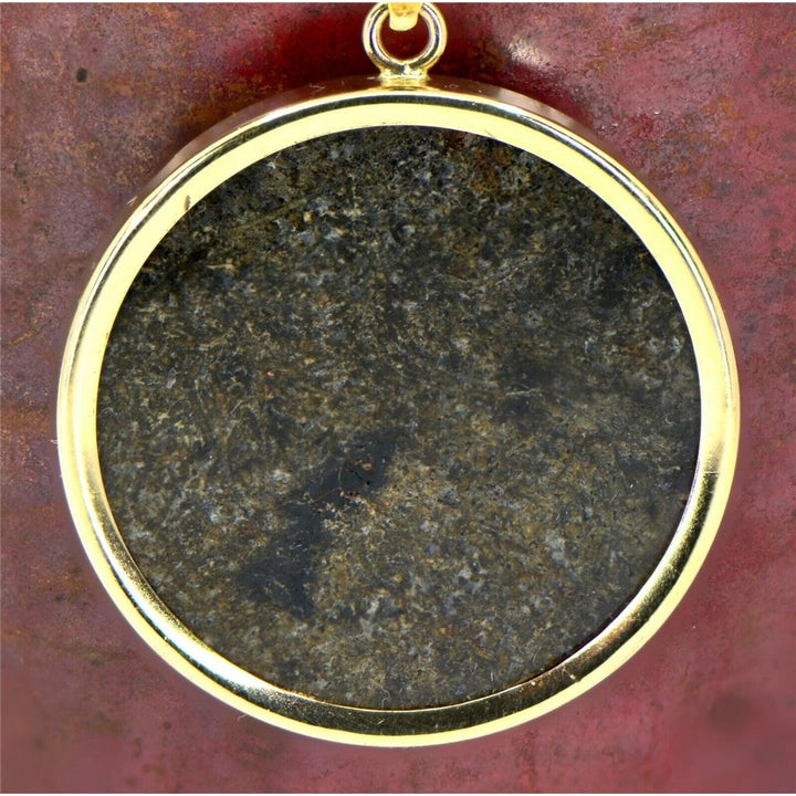 Mars Meteorite Pendant - Genuine Martian Meteorite Jewelry - 14Kt Gold - TOP Image 3