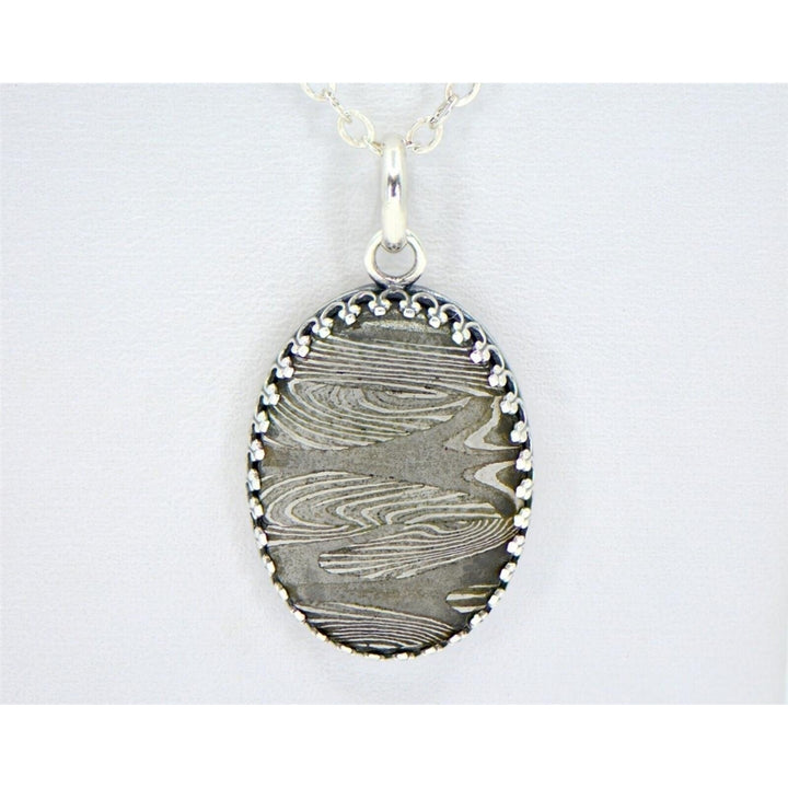 Meteorite Pendant I Beautiful Damascus Steel Pendant - TOP METEORITE Jewelry Image 1