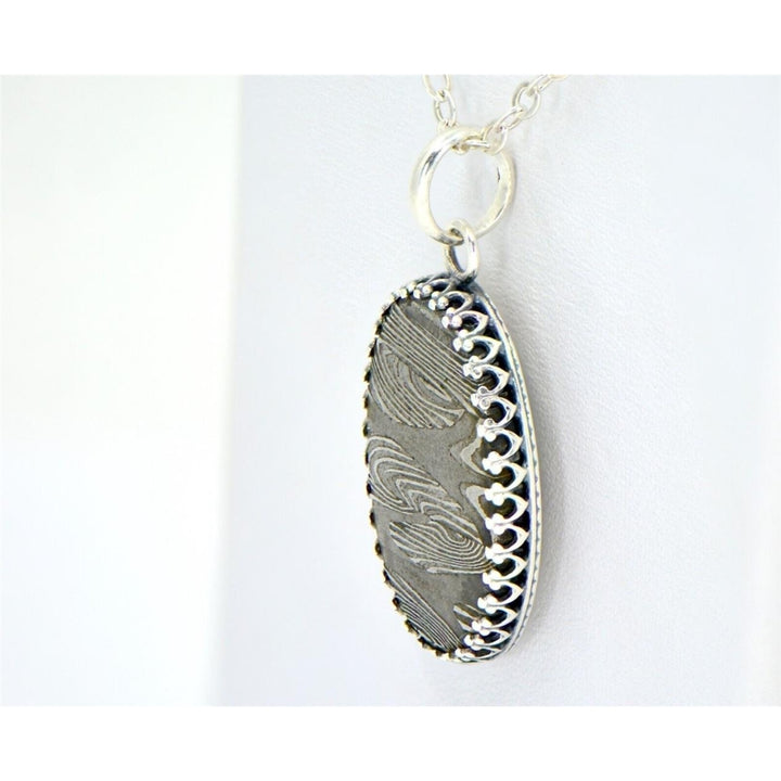 Meteorite Pendant I Beautiful Damascus Steel Pendant - TOP METEORITE Jewelry Image 2