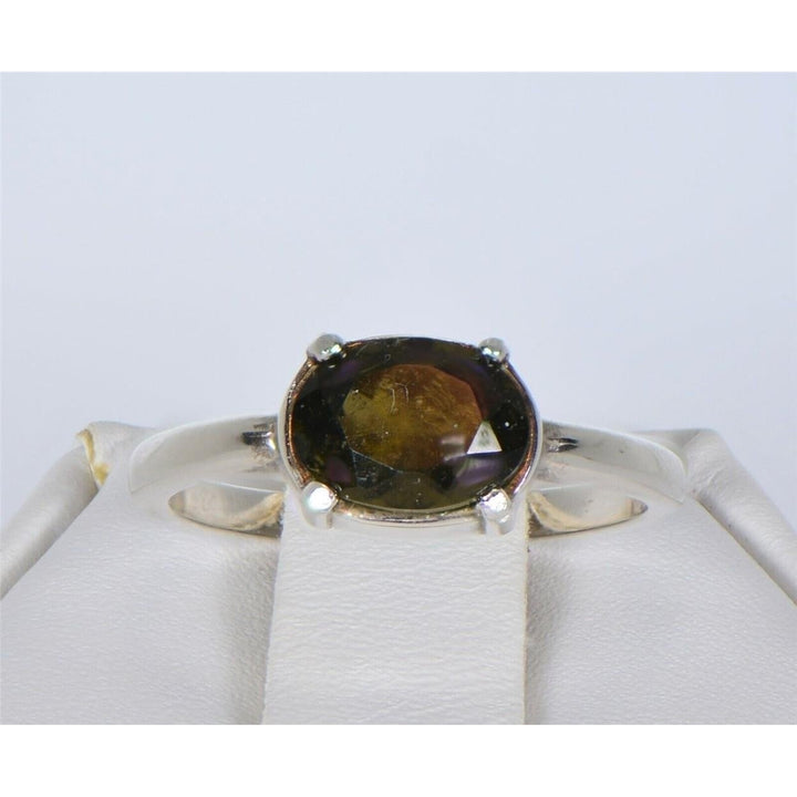 MOLDAVITE Glass Beautiful Faceted Ring - Size 5.25 - TOP METEORITE Jewelry Image 2