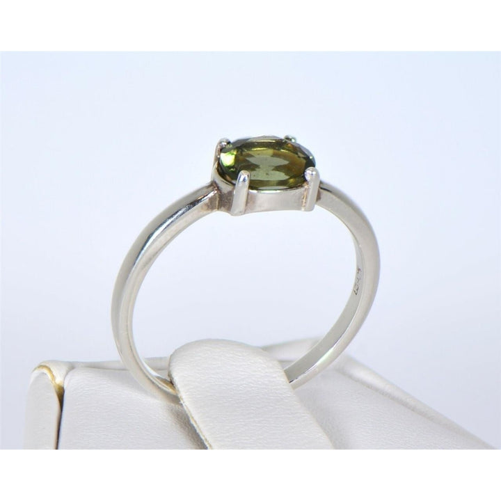 MOLDAVITE Glass Beautiful Faceted Ring - Size 6.75 - TOP METEORITE Jewelry Image 2