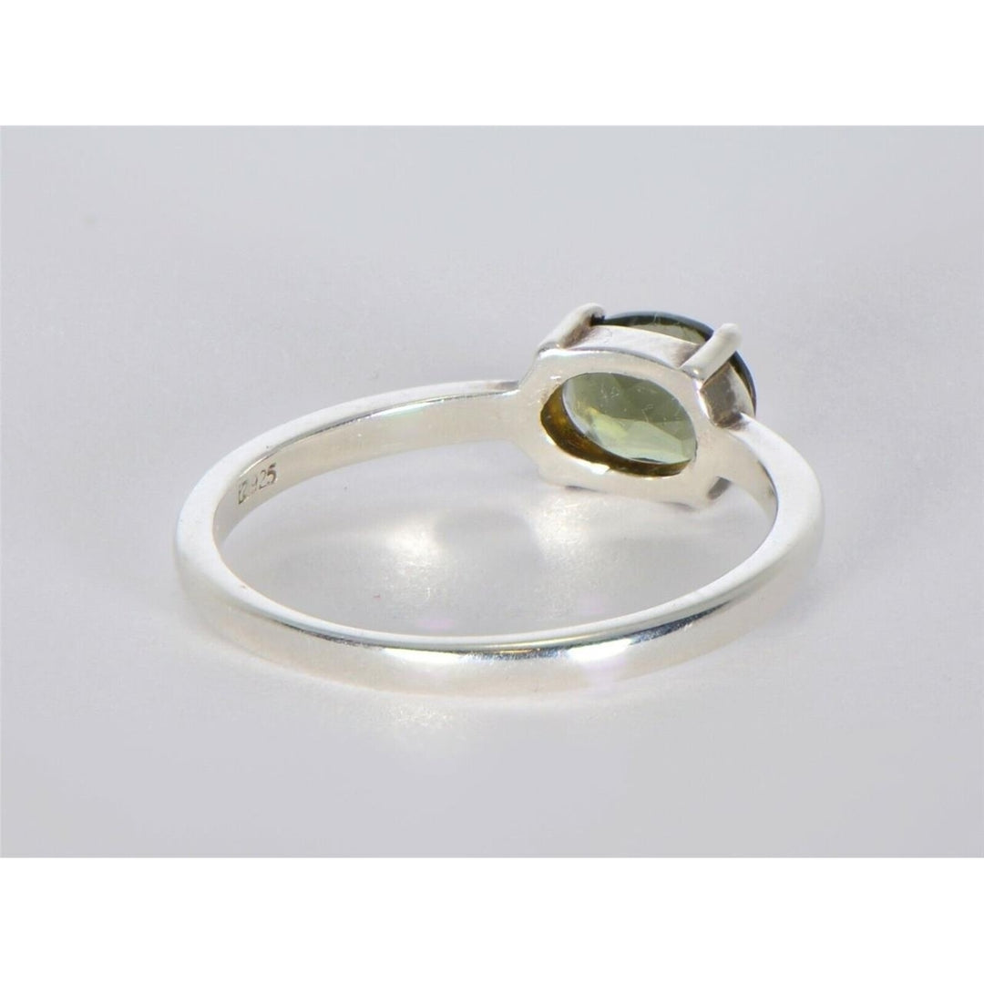 MOLDAVITE Glass Beautiful Faceted Ring - Size 6.75 - TOP METEORITE Jewelry Image 3