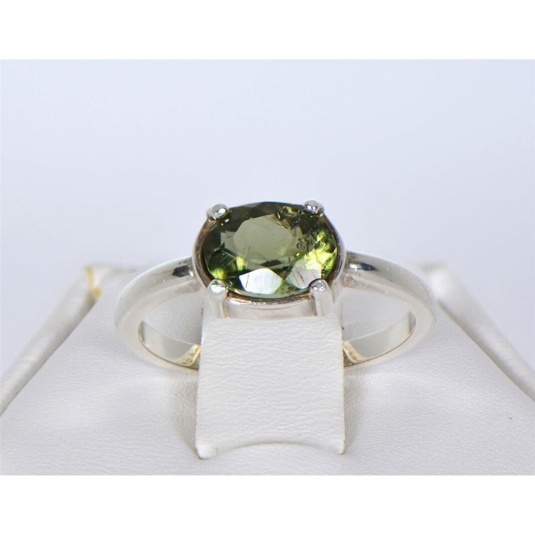 MOLDAVITE Glass Beautiful Faceted Ring - Size 5.5 - TOP METEORITE Jewelry Image 2