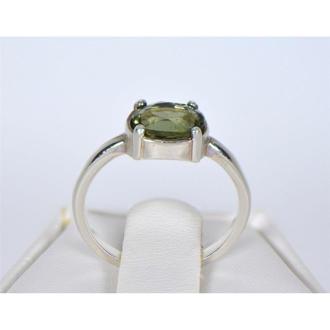 MOLDAVITE Glass Beautiful Faceted Ring - Size 5.5 - TOP METEORITE Jewelry Image 3