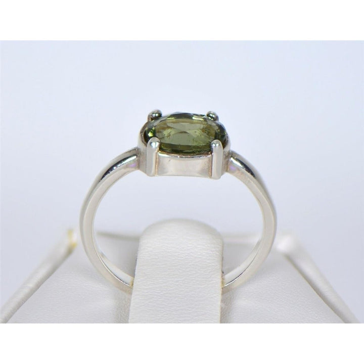 MOLDAVITE Glass Beautiful Faceted Ring - Size 5.5 - TOP METEORITE Jewelry Image 3