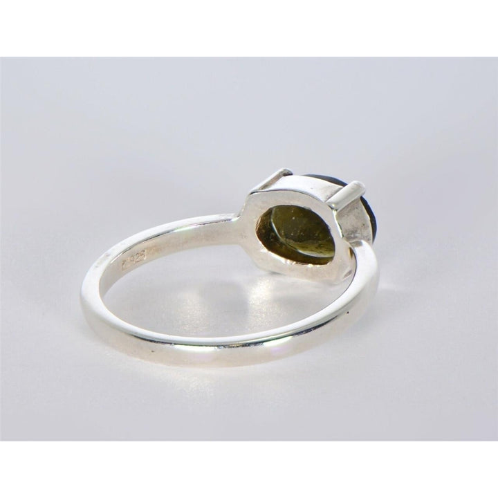 MOLDAVITE Glass Beautiful Faceted Ring - Size 5.25 - TOP METEORITE Jewelry Image 3