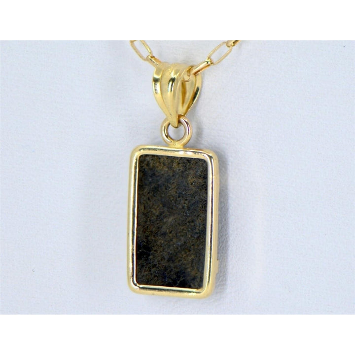 Martian Meteorite Pendant - Genuine Mars Meteorite Jewelry - 14Kt Gold - TOP Image 1