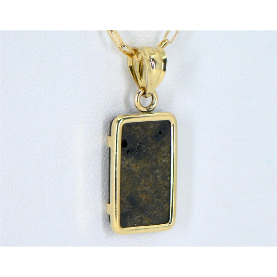 Martian Meteorite Pendant - Genuine Mars Meteorite Jewelry - 14Kt Gold - TOP Image 1