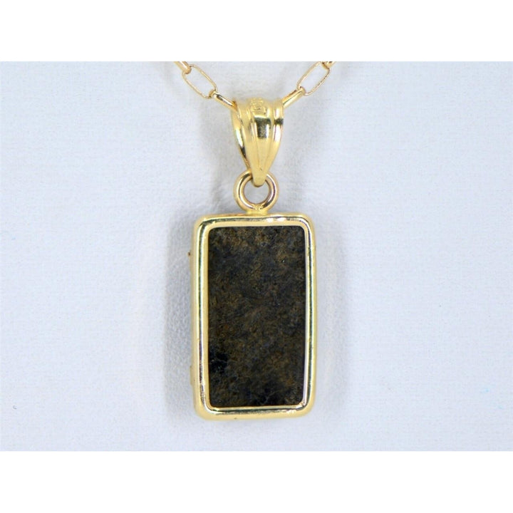 Martian Meteorite Pendant - Genuine Mars Meteorite Jewelry - 14Kt Gold - TOP Image 2