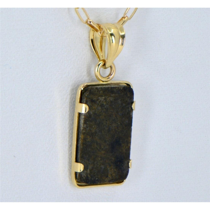 Martian Meteorite Pendant - Genuine Mars Meteorite Jewelry - 14Kt Gold - TOP Image 3