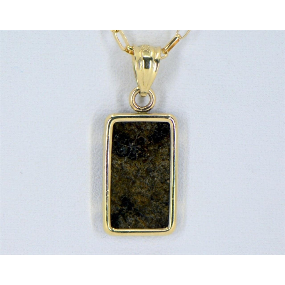 Martian Meteorite Pendant - Genuine Mars Meteorite Jewelry - 14Kt Gold - TOP Image 2