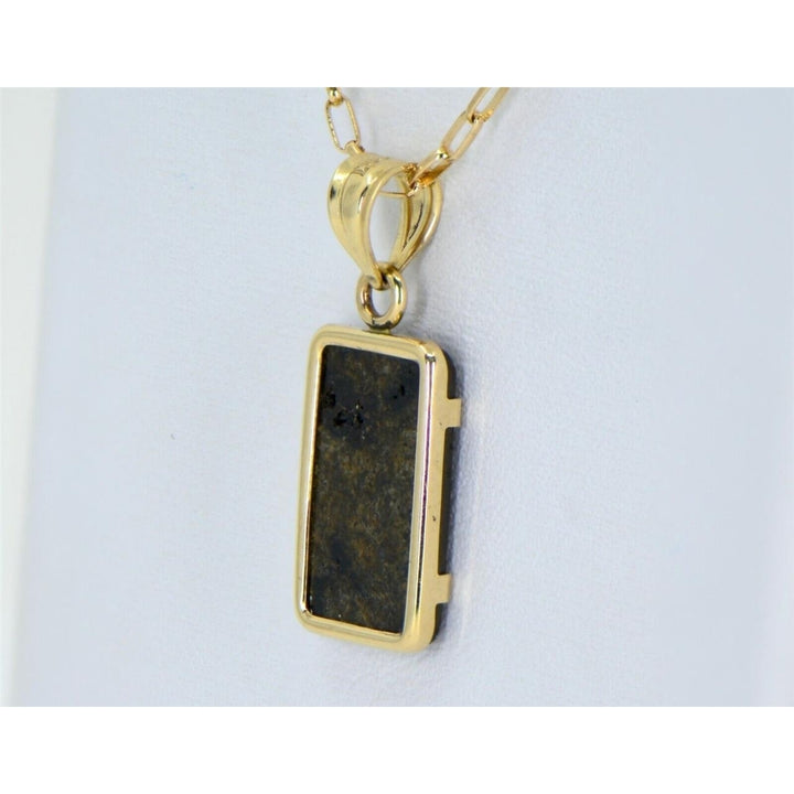 Martian Meteorite Pendant - Genuine Mars Meteorite Jewelry - 14Kt Gold - TOP Image 3