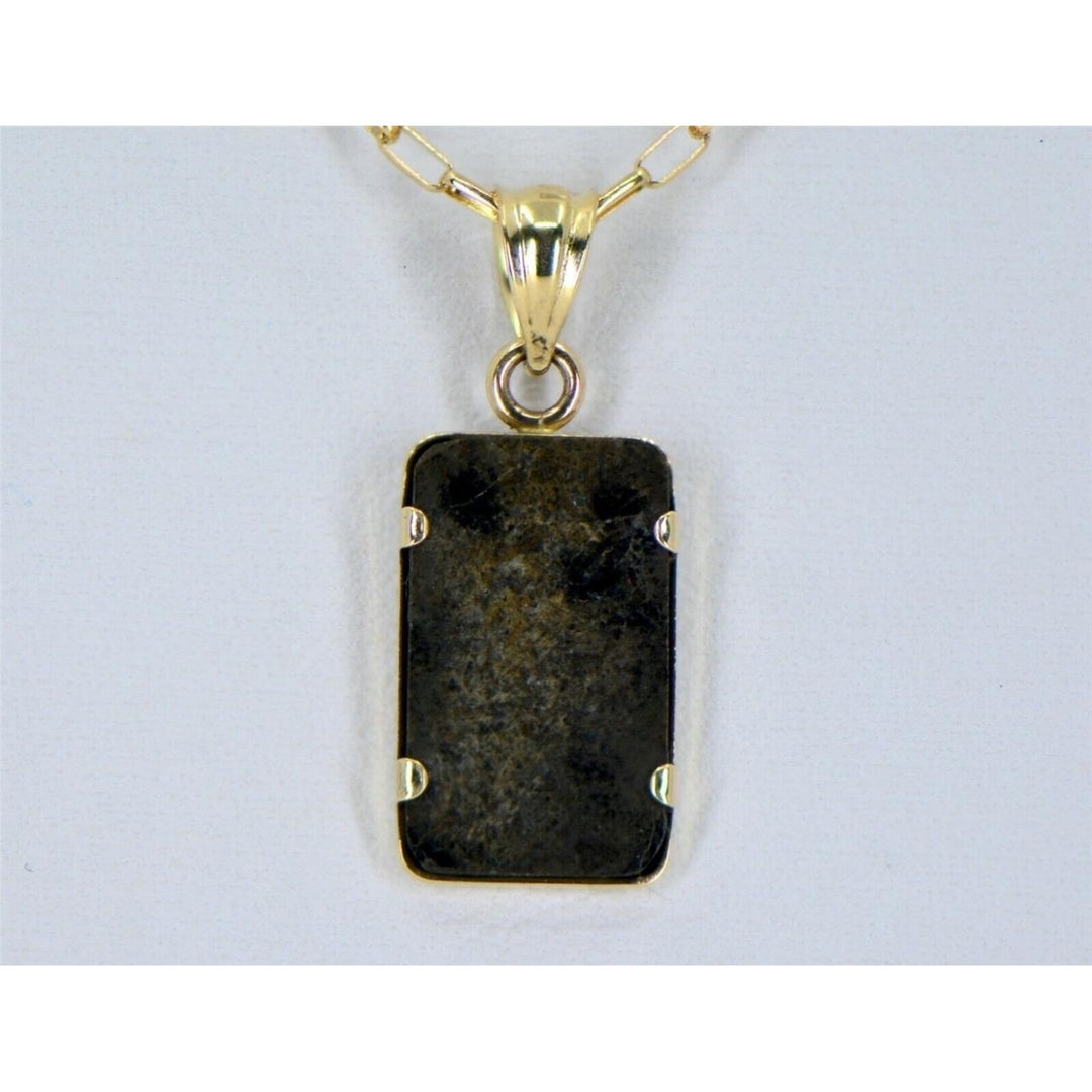 Martian Meteorite Pendant - Genuine Mars Meteorite Jewelry - 14Kt Gold - TOP Image 4