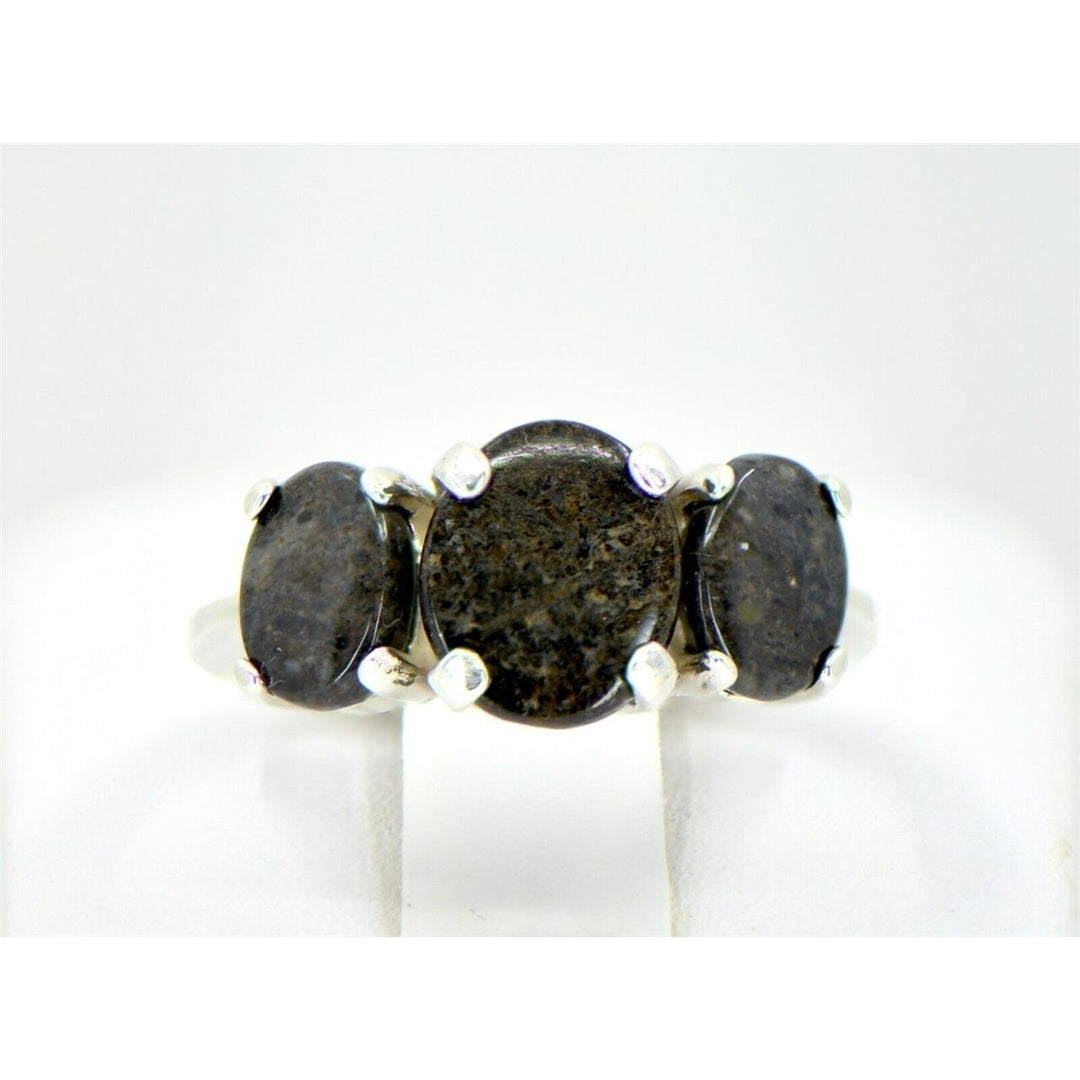 Lunar and Martian Ring - Hand Crafted TOP METEORITE Jewelry - Size 7.25 Image 2