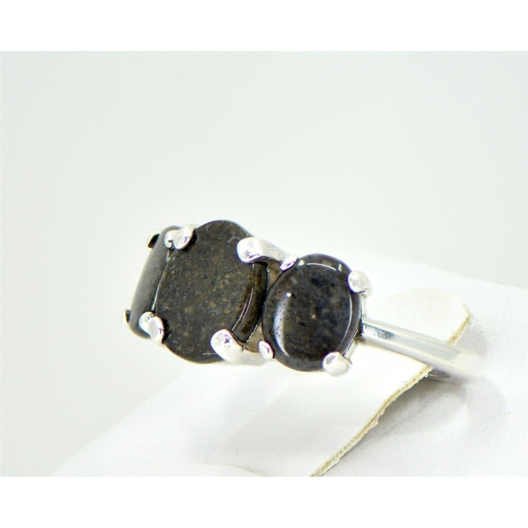 Lunar and Martian Ring - Hand Crafted TOP METEORITE Jewelry - Size 7.25 Image 3