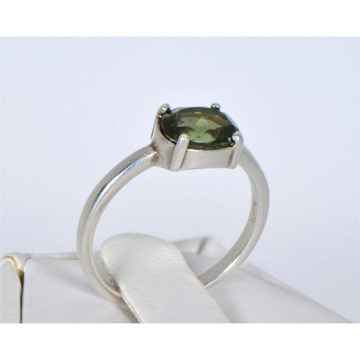 MOLDAVITE Glass Beautiful Faceted Ring - Size 7 - TOP METEORITE Jewelry Image 1