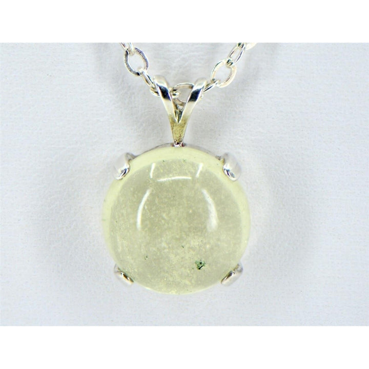 Libyan Desert Glass Round Pendant I Sterling Silver - TOP METEORITE Jewelry Image 1