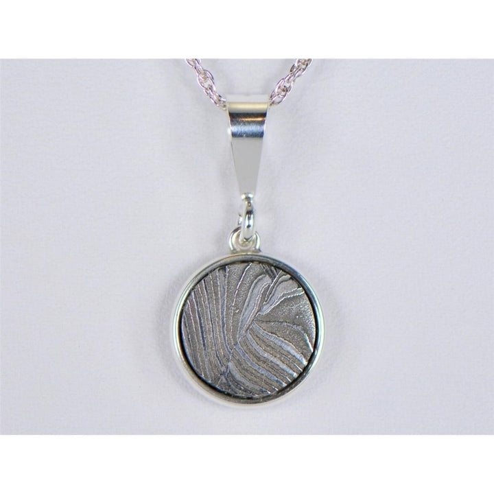 Damascus and Meteorite Pendant - Sterling Silver - TOP METEORITE Jewelry Image 3