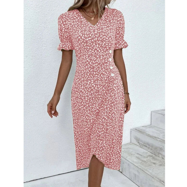 Ditsy Floral Ditsy Flounce Sleeve Wrap Hem Dress Image 7