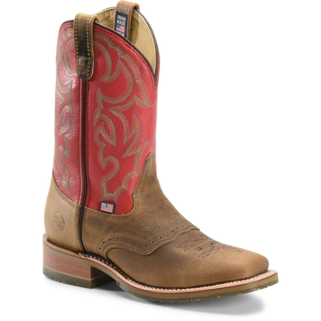 Double-H Boots Mens Roger 11" Red Soft Toe Wide Square Toe Roper DH3556 Image 1