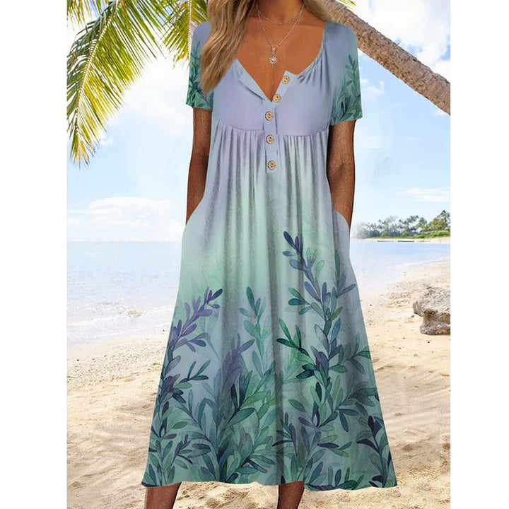 Henley Leaves Casual Midi Dress Image 2