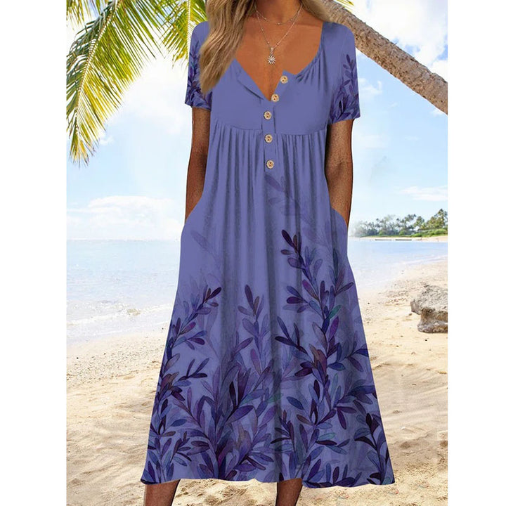 Henley Leaves Casual Midi Dress Image 3