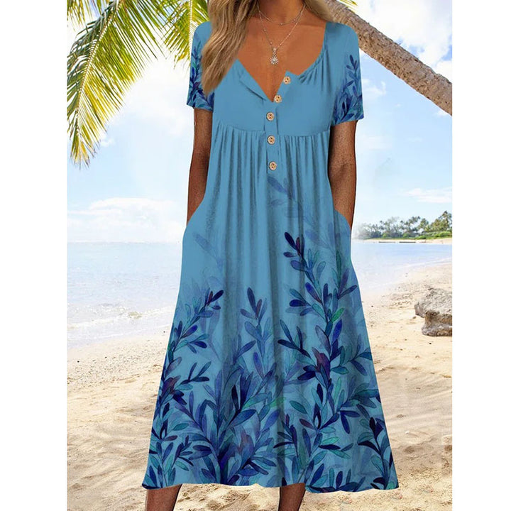 Henley Leaves Casual Midi Dress Image 4