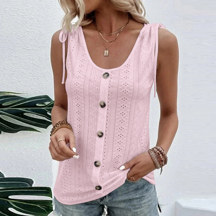 Casual Loose Plain Crew Neck Tank Top Image 4