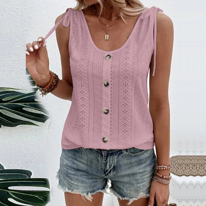 Casual Loose Plain Crew Neck Tank Top Image 8