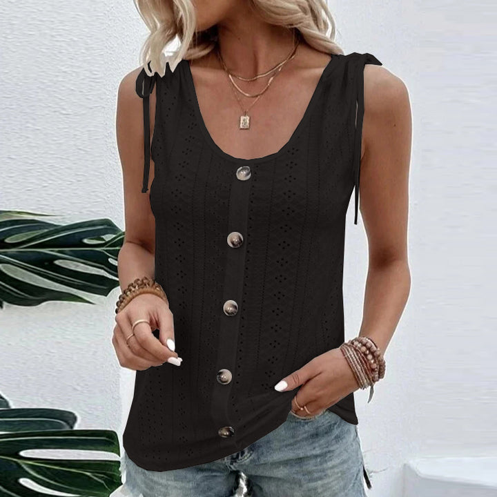 Casual Loose Plain Crew Neck Tank Top Image 2