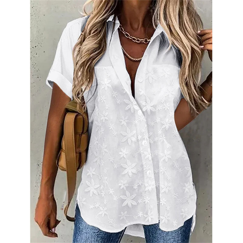 Summer Lace Casual Lace Loose Blouse Image 2