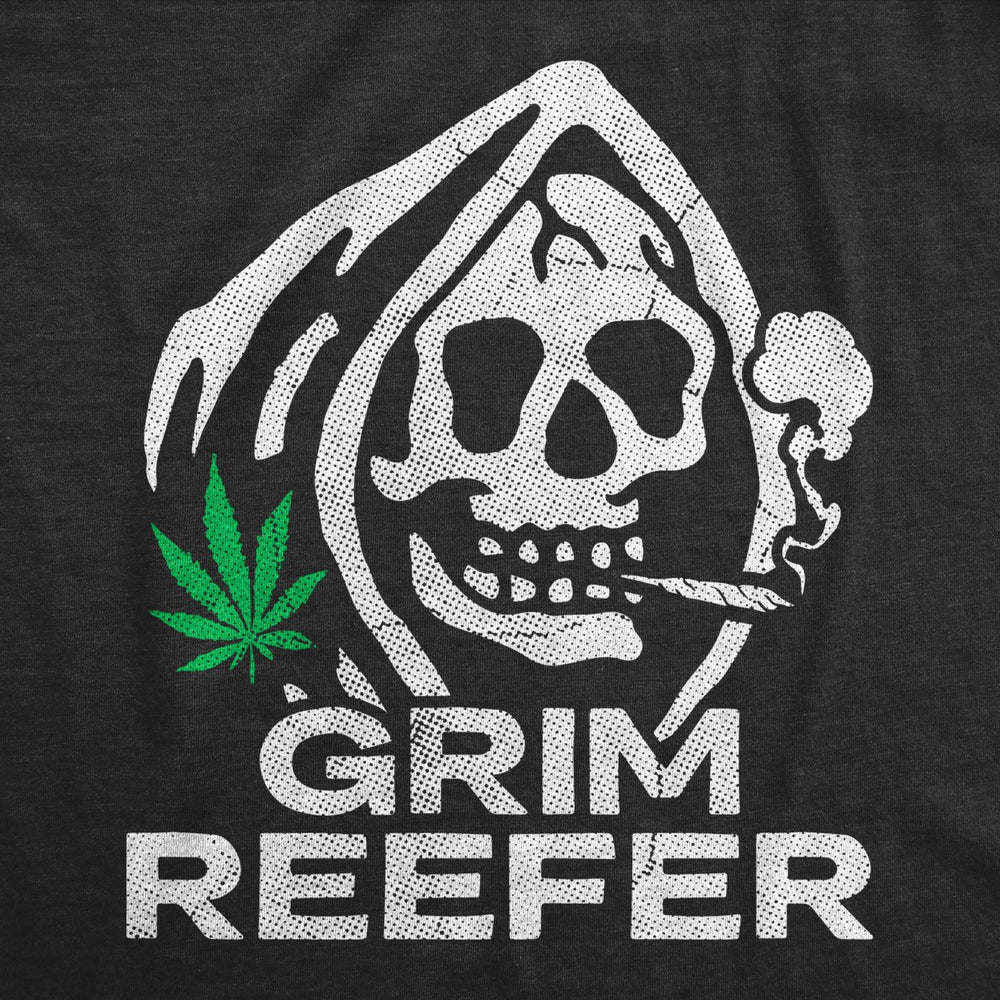 Mens Grim Reefer T Shirt Funny 420 Joint Smoking Reaper Weed Leaf Tee For Guys Image 2