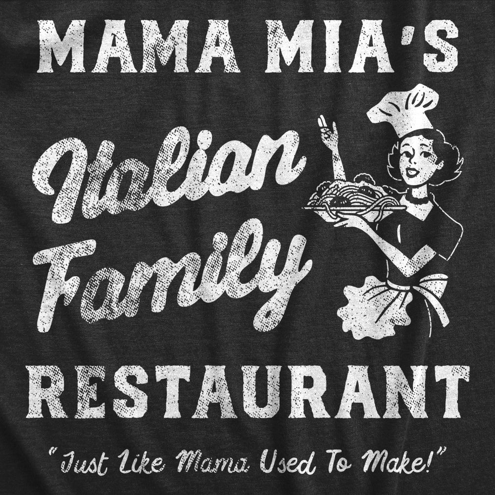 Womens Mama Mias Italian Family Restaurant T Shirt Funny Mothers Day Gift Tee For Ladies Image 2