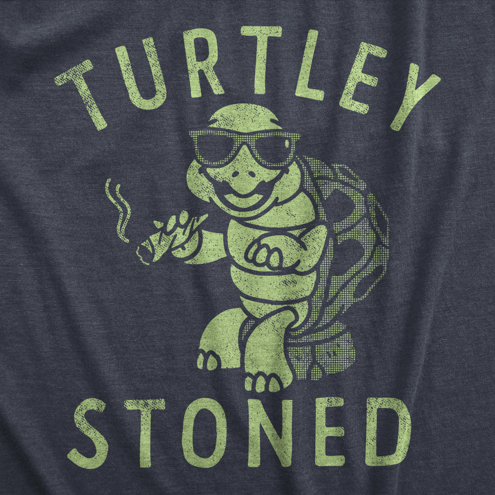 Womens Turtley Stoned T Shirt Funny 420 Joint Smoking Turtle Joke Tee For Ladies Image 2