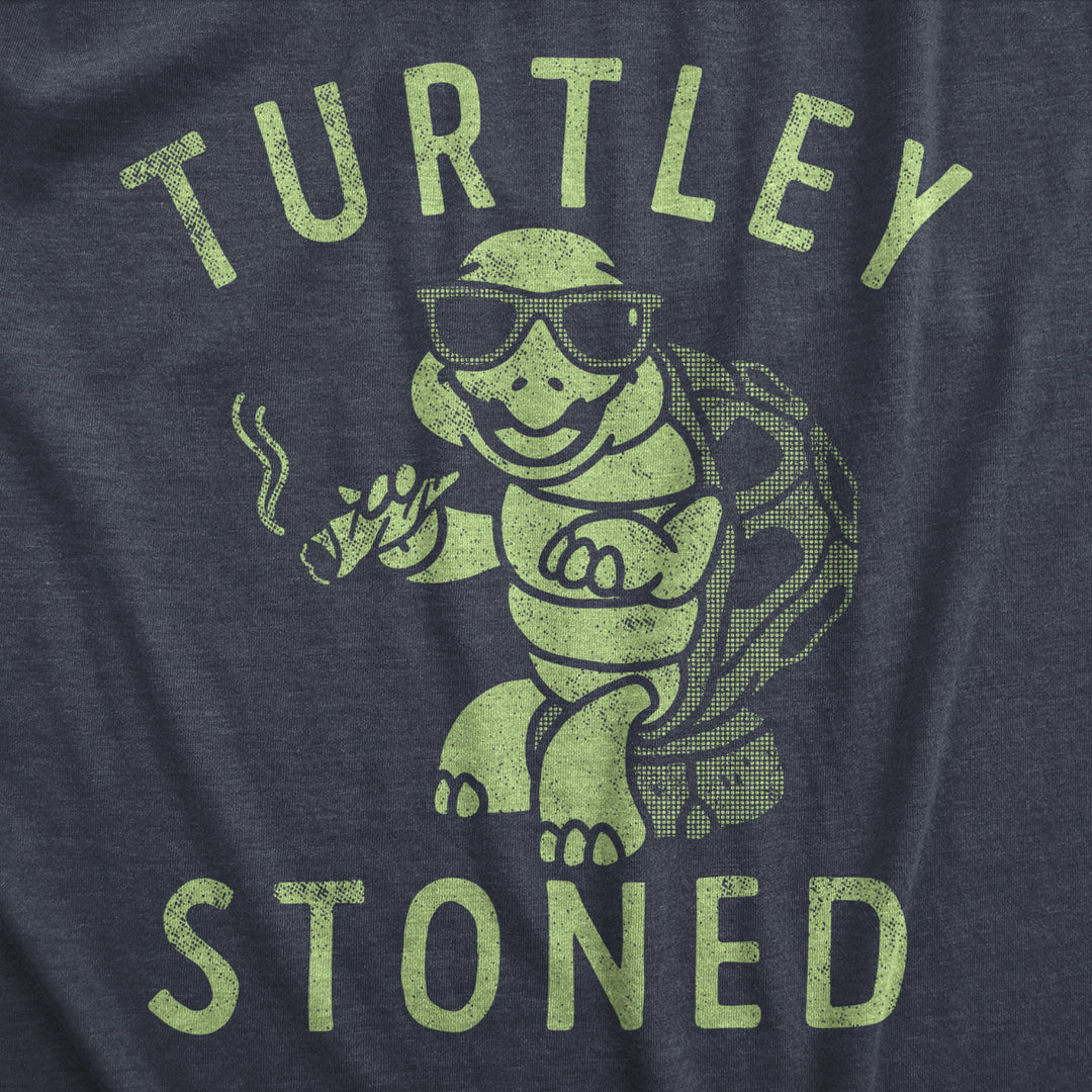 Womens Turtley Stoned T Shirt Funny 420 Joint Smoking Turtle Joke Tee For Ladies Image 2