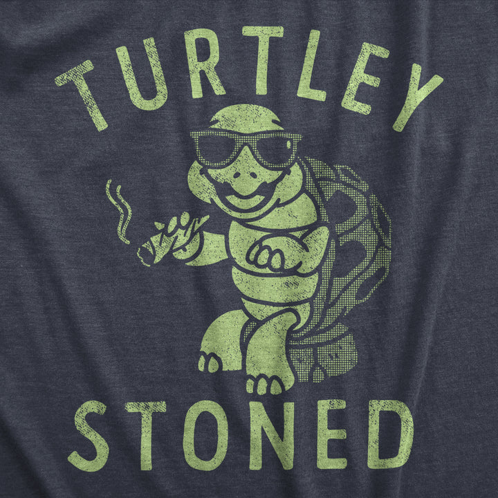 Womens Turtley Stoned T Shirt Funny 420 Joint Smoking Turtle Joke Tee For Ladies Image 2