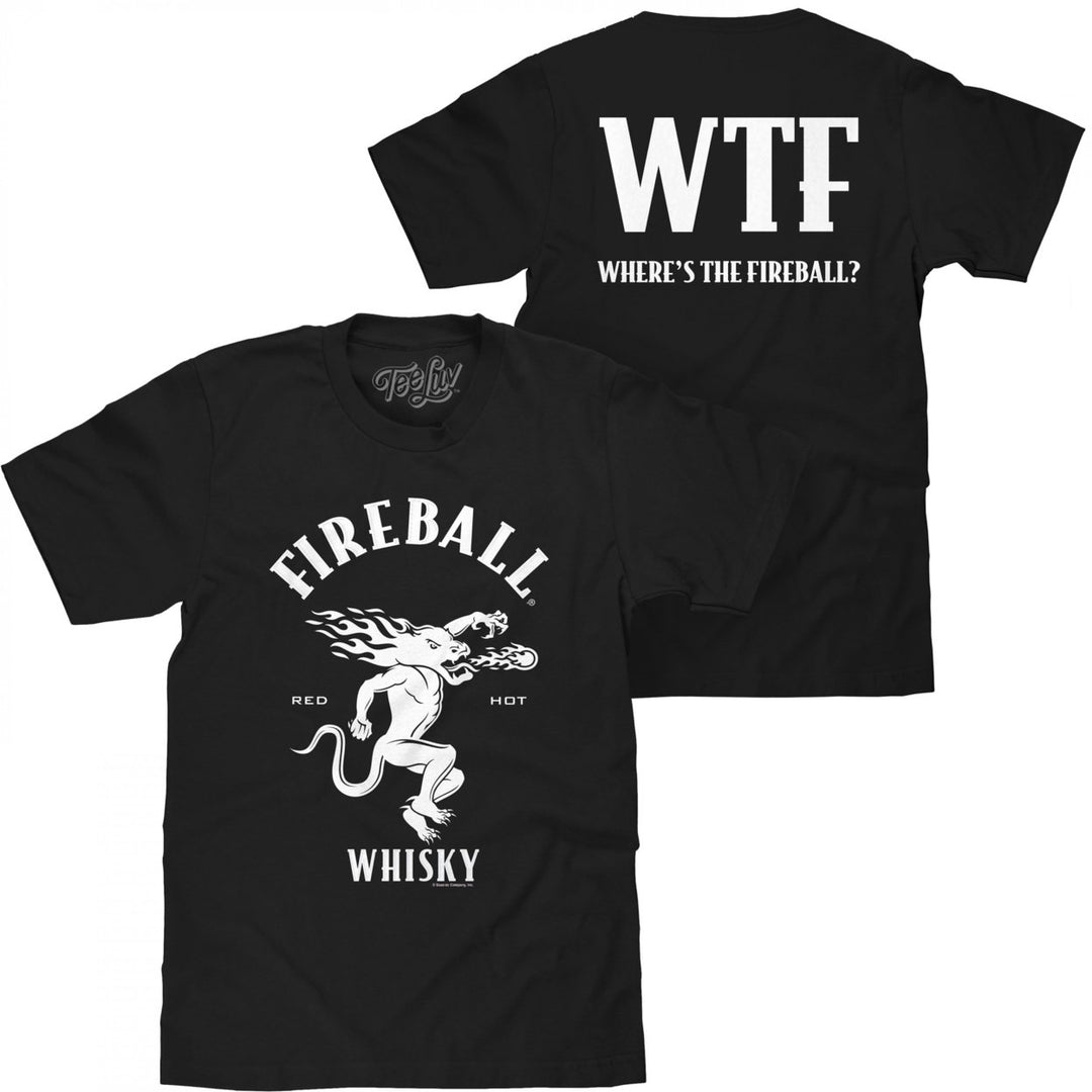 Fireball Whiskey WTF Logo Front and Back Print T-Shirt Image 1